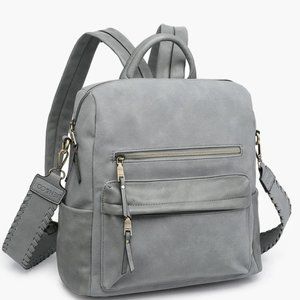 NWT Vegan Suede Backpack with Guitar Strap Gray